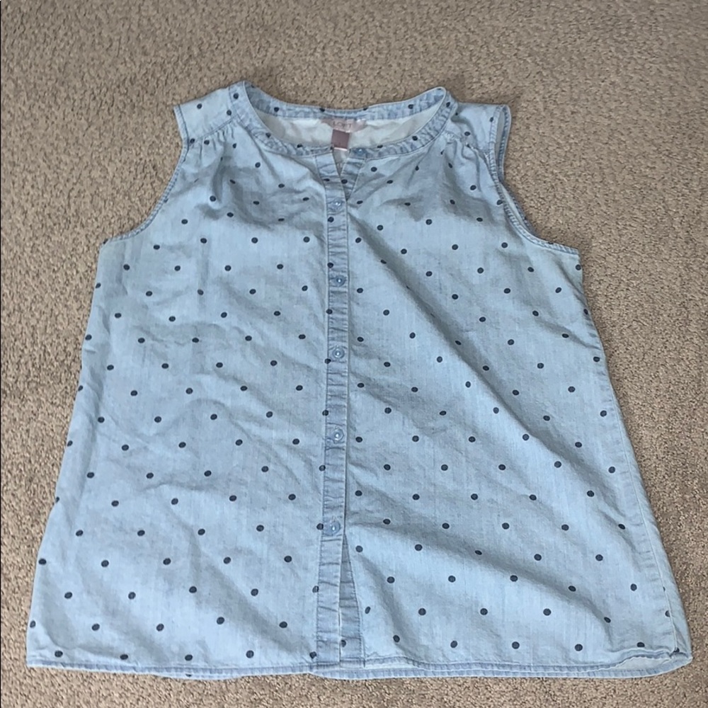 Chambray polka dot tank
